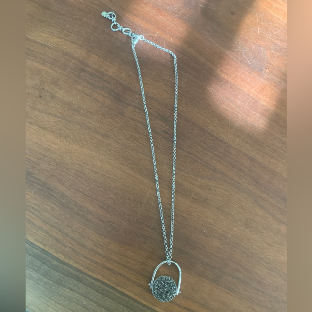 Lucky Brand reversible sparkly silver and turquoise pendant necklace